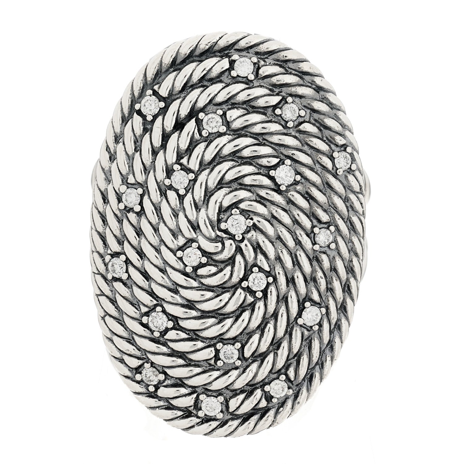 David Yurman Sterling Silver Diamond Midnight Melange Cable Ring 54 7 1 of 4