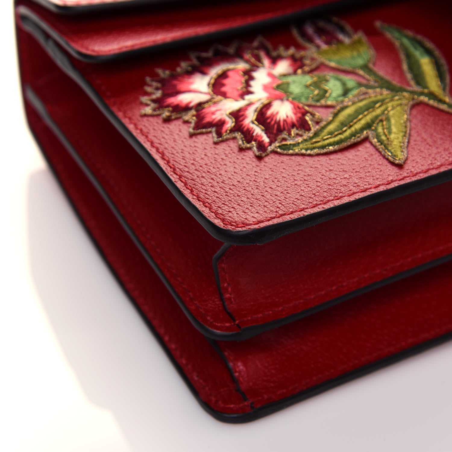 Gucci Calfskin Web Floral Embroidered Small Dionysus Shoulder Bag Hibiscus Red 9 of 12