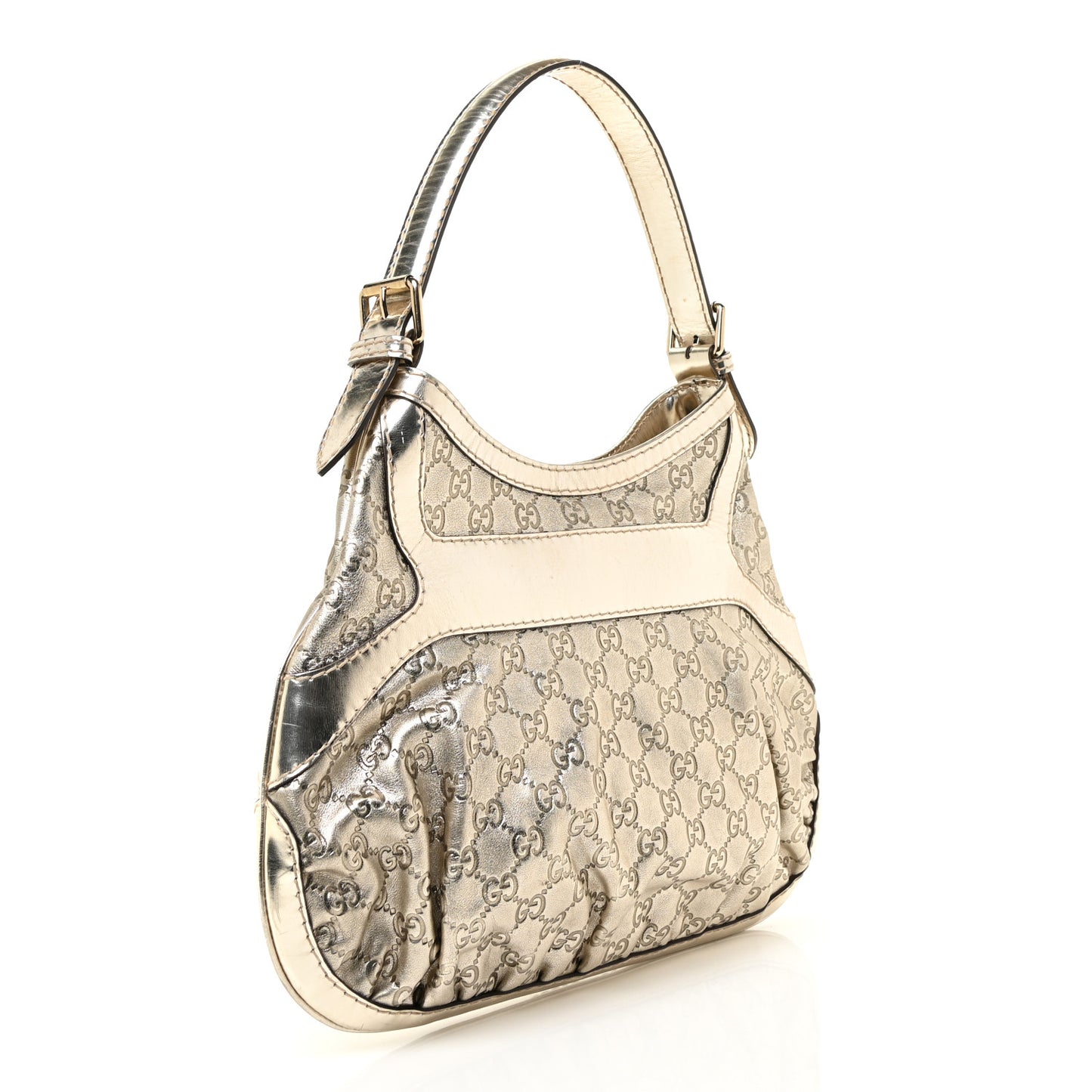 Metallic Guccissima Queen Bow Hobo Platinum