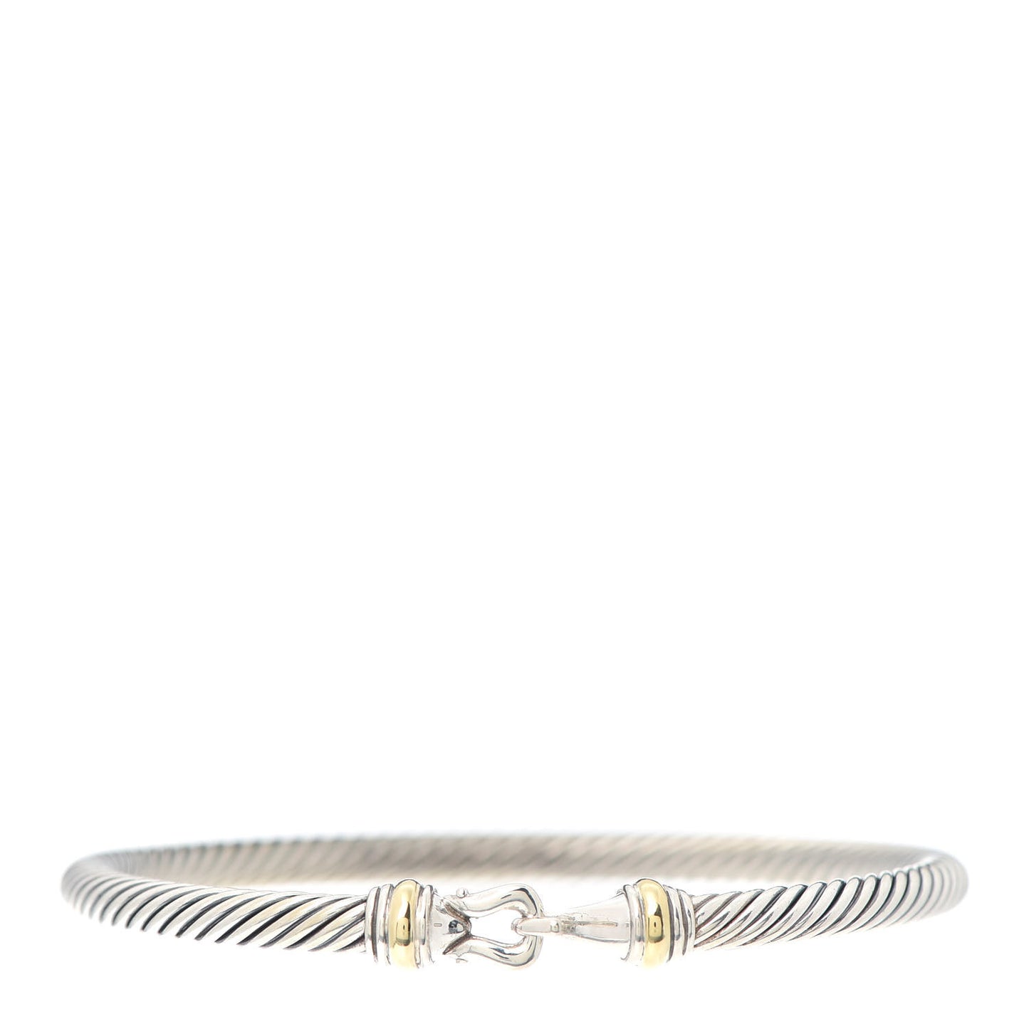 Sterling Silver 18K Yellow Gold 5mm Cable Classic Buckle Bracelet