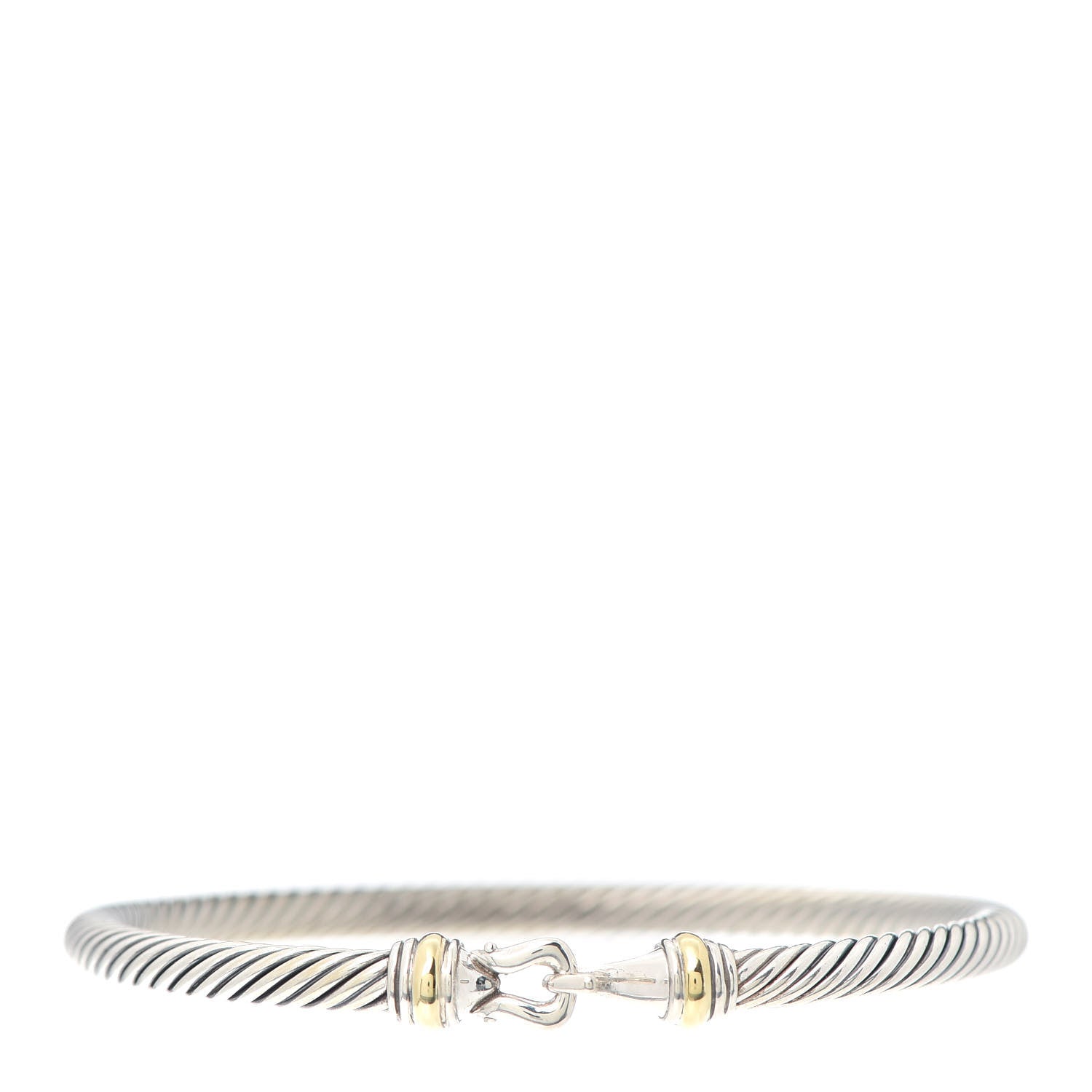 David Yurman Sterling Silver 18K Yellow Gold 5mm Cable Classic Buckle Bracelet 1 of 5
