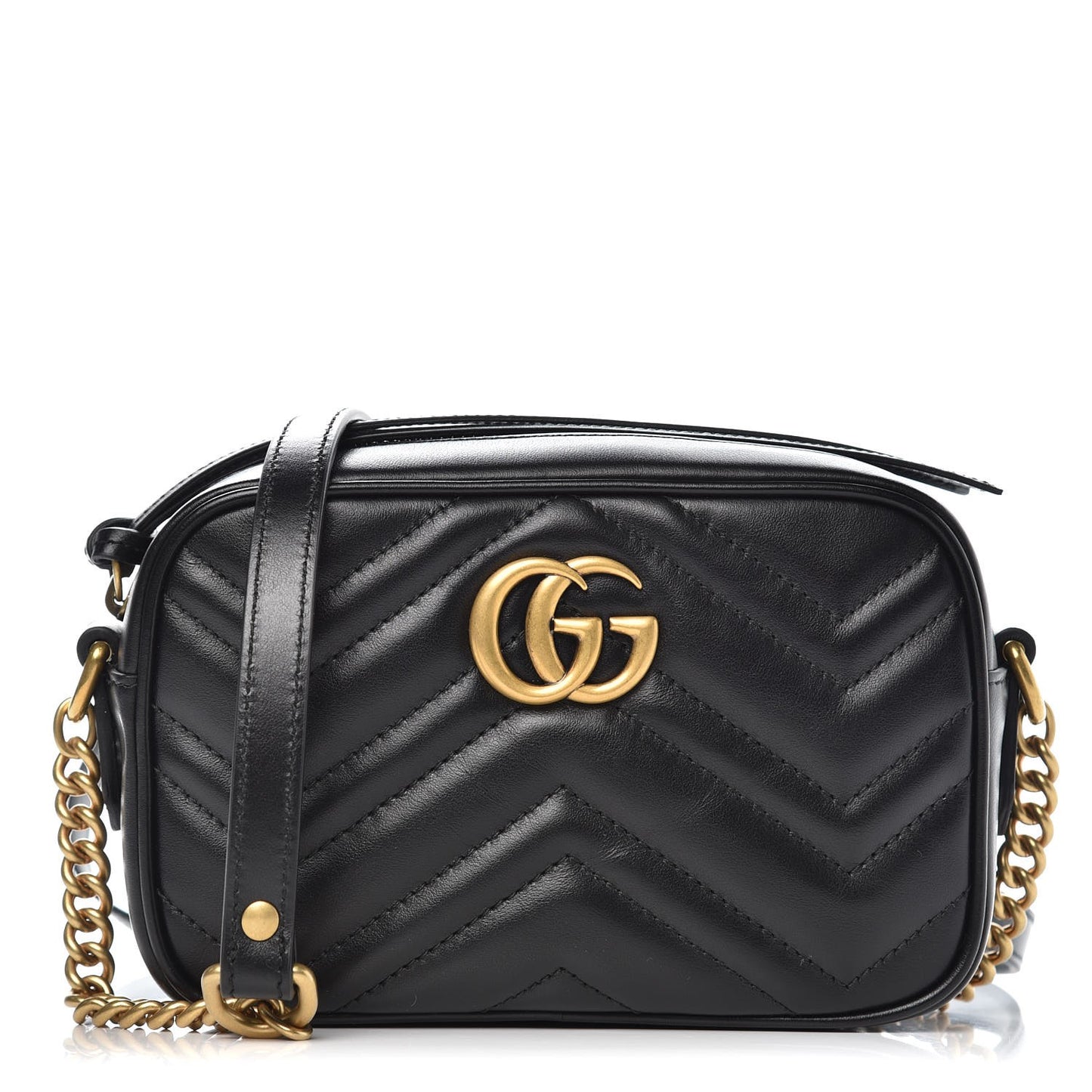 Calfskin Matelasse Mini GG Marmont Chain Shoulder Bag Black