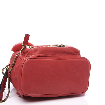 MCM Lambskin Fox Fur Small Stark Insignia Backpack Red 3 of 11