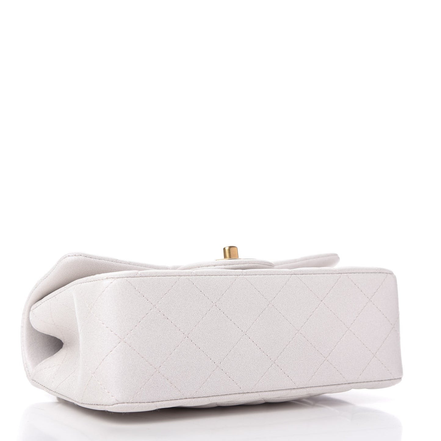 Iridescent Lambskin Quilted Mini Top Handle Rectangular Flap White