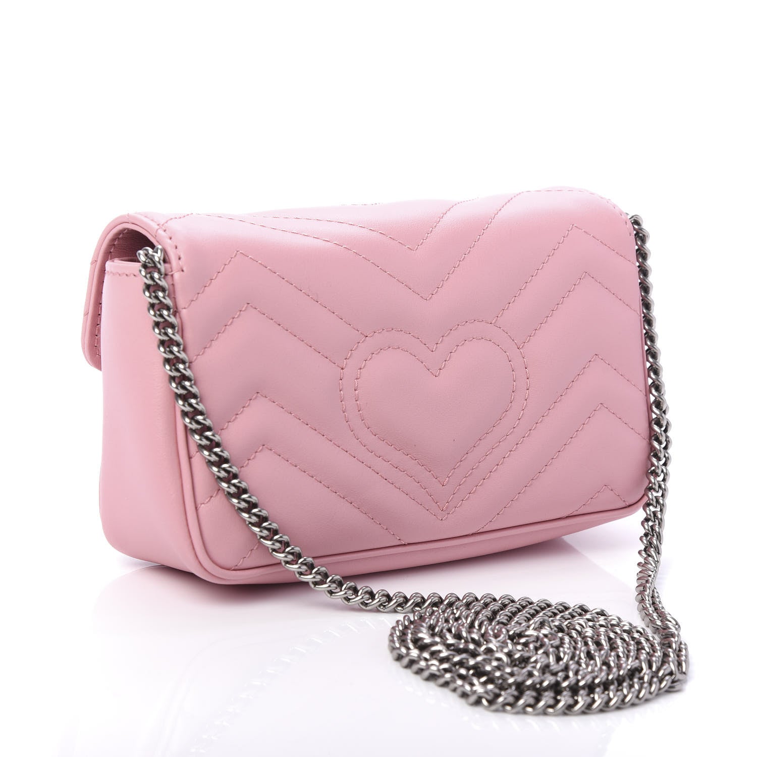Gucci Calfskin Matelasse Super Mini GG Marmont Shoulder Bag Wild Rose 3 of 12