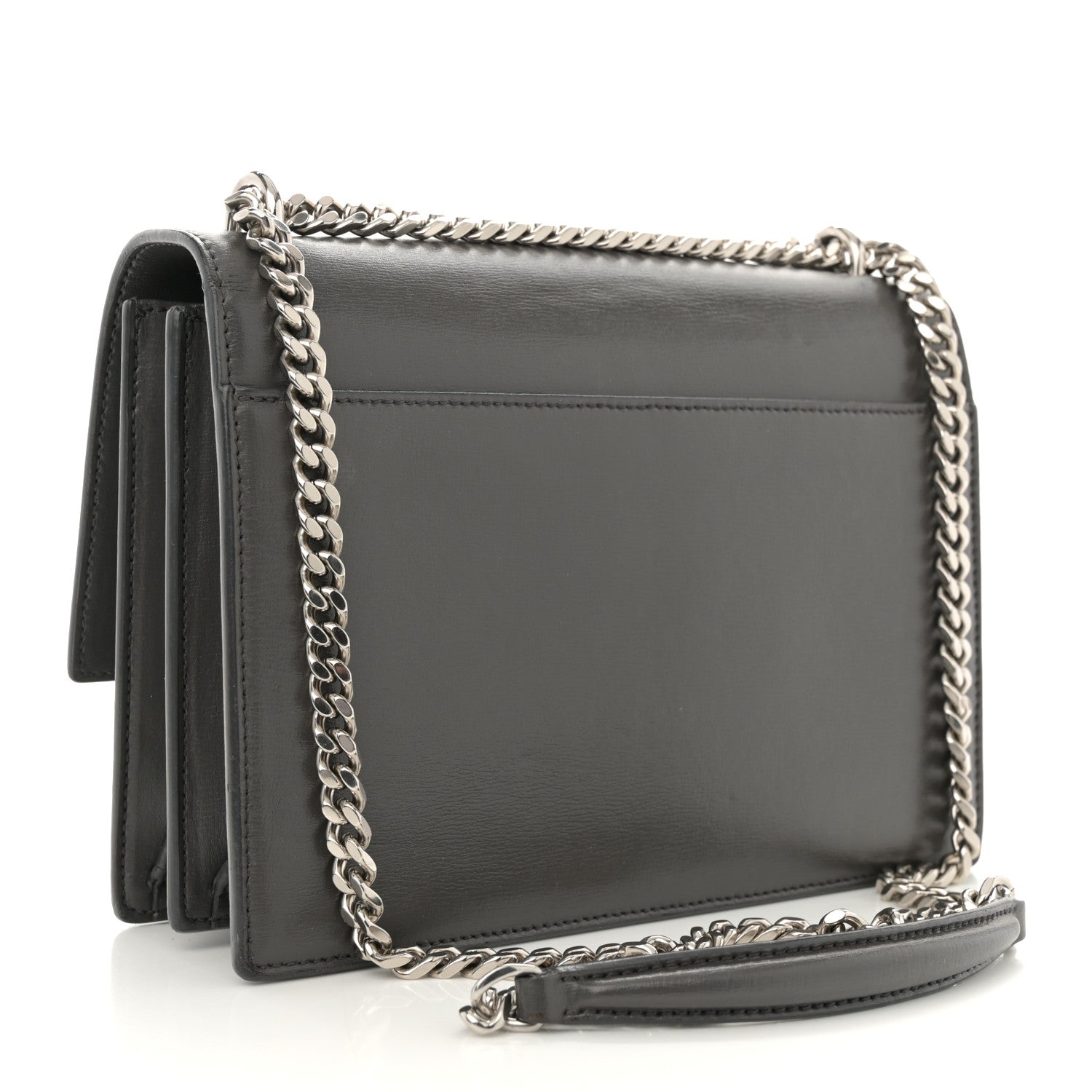 Saint Laurent Smooth Calfskin Medium Monogram Sunset Satchel Asphalt 3 of 13