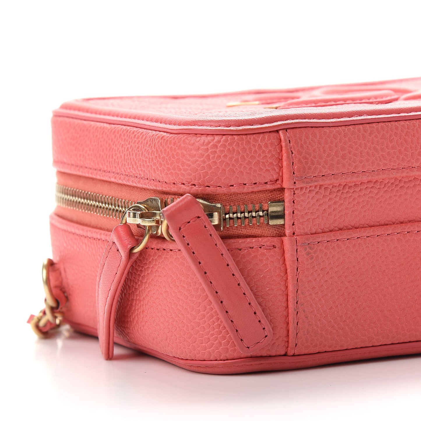 Caviar Quilted Small CC Filigree Vanity Case Coral