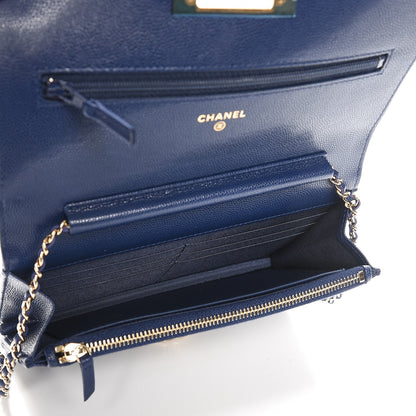 Chanel Caviar Quilted Golden Class Wallet On Chain WOC Navy 5 of 9