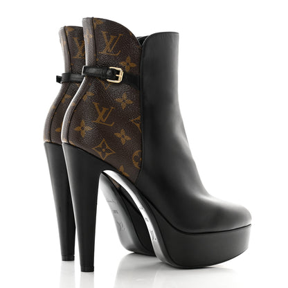 Louis Vuitton Calfskin Monogram Afterglow Platform Ankle Boots 39 Black 4 of 9