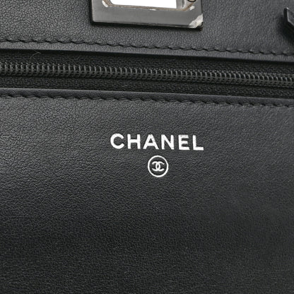 Chanel Aged Calfskin Chevron Quilted Reissue Wallet On Chain WOC So Black 6 of 11