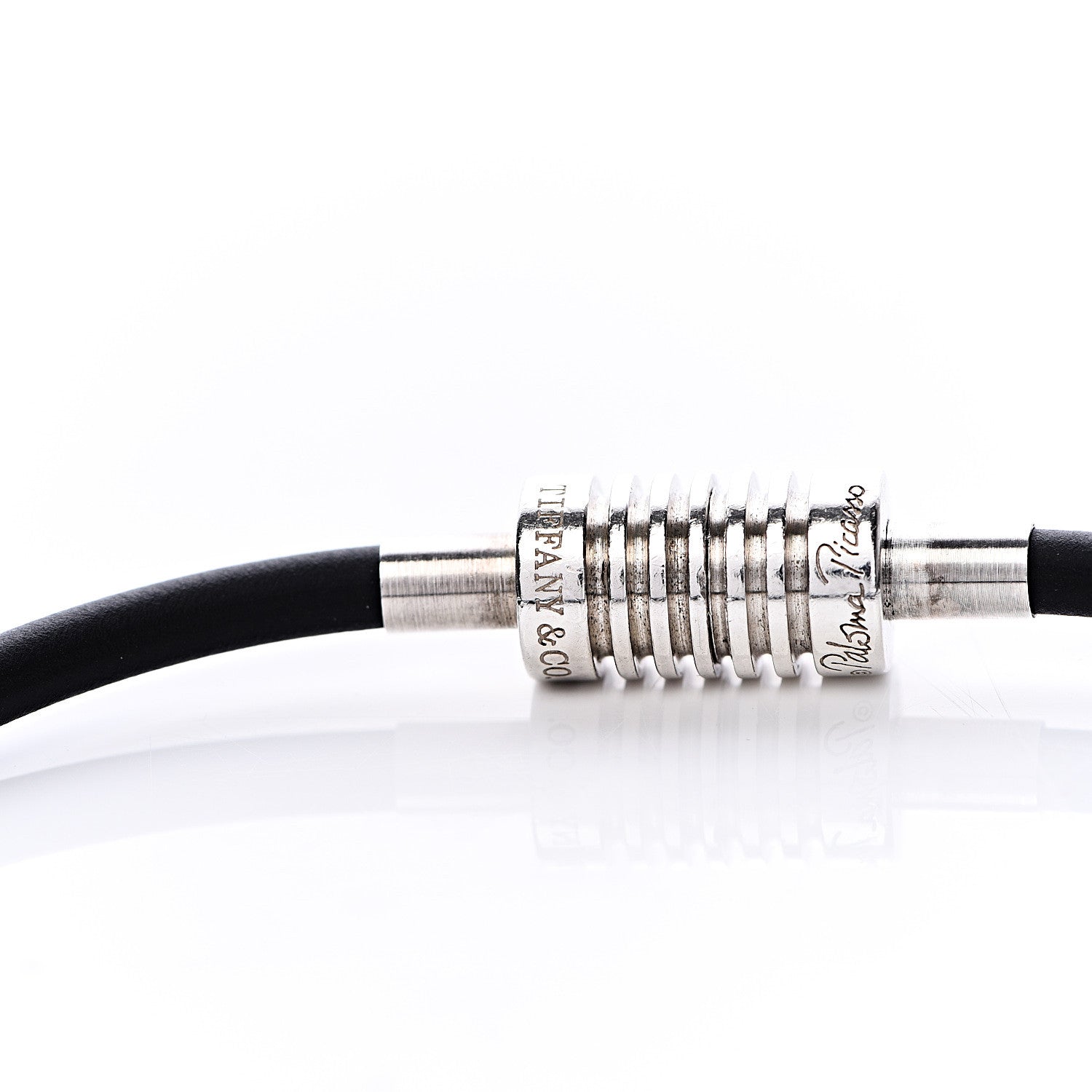 Tiffany Sterling Silver Rubber Paloma Picasso Groove Surfer Bracelet Black 5 of 6