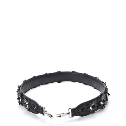 Fendi Vitello Dolce Nappa Patent Flowerland Studded Strap You Black 3 of 5