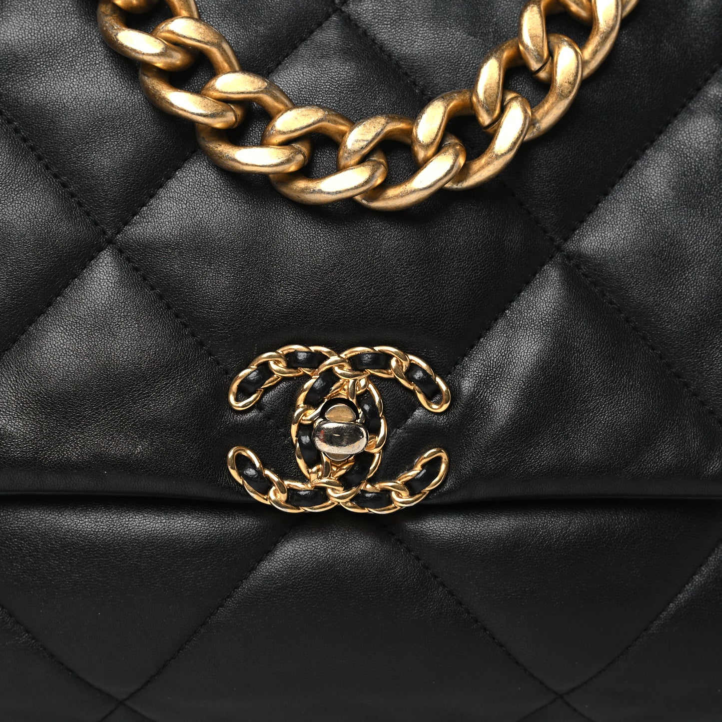 Lambskin Quilted Large Chanel 19 Flap Black