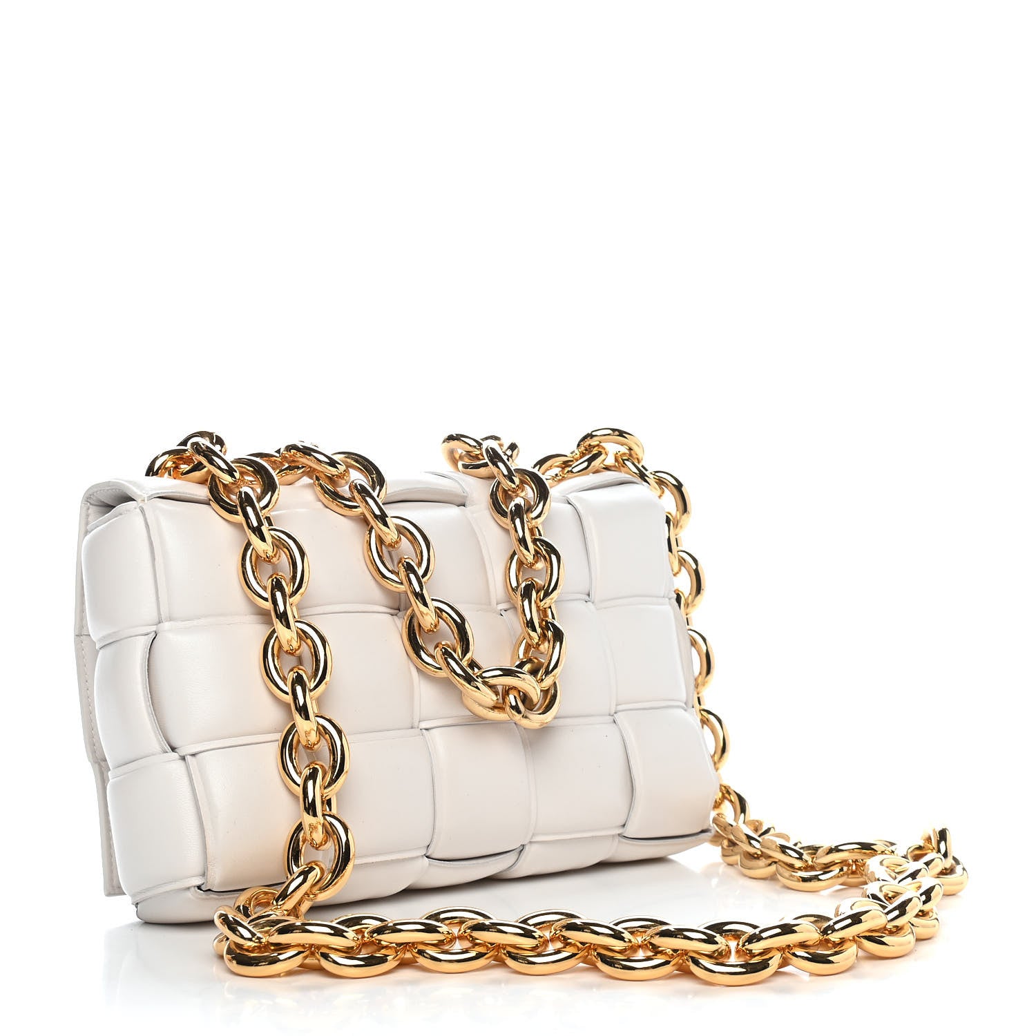 Bottega Veneta Lambskin Maxi Intreccio Padded Chain Cassette Crossbody Bag White 3 of 9