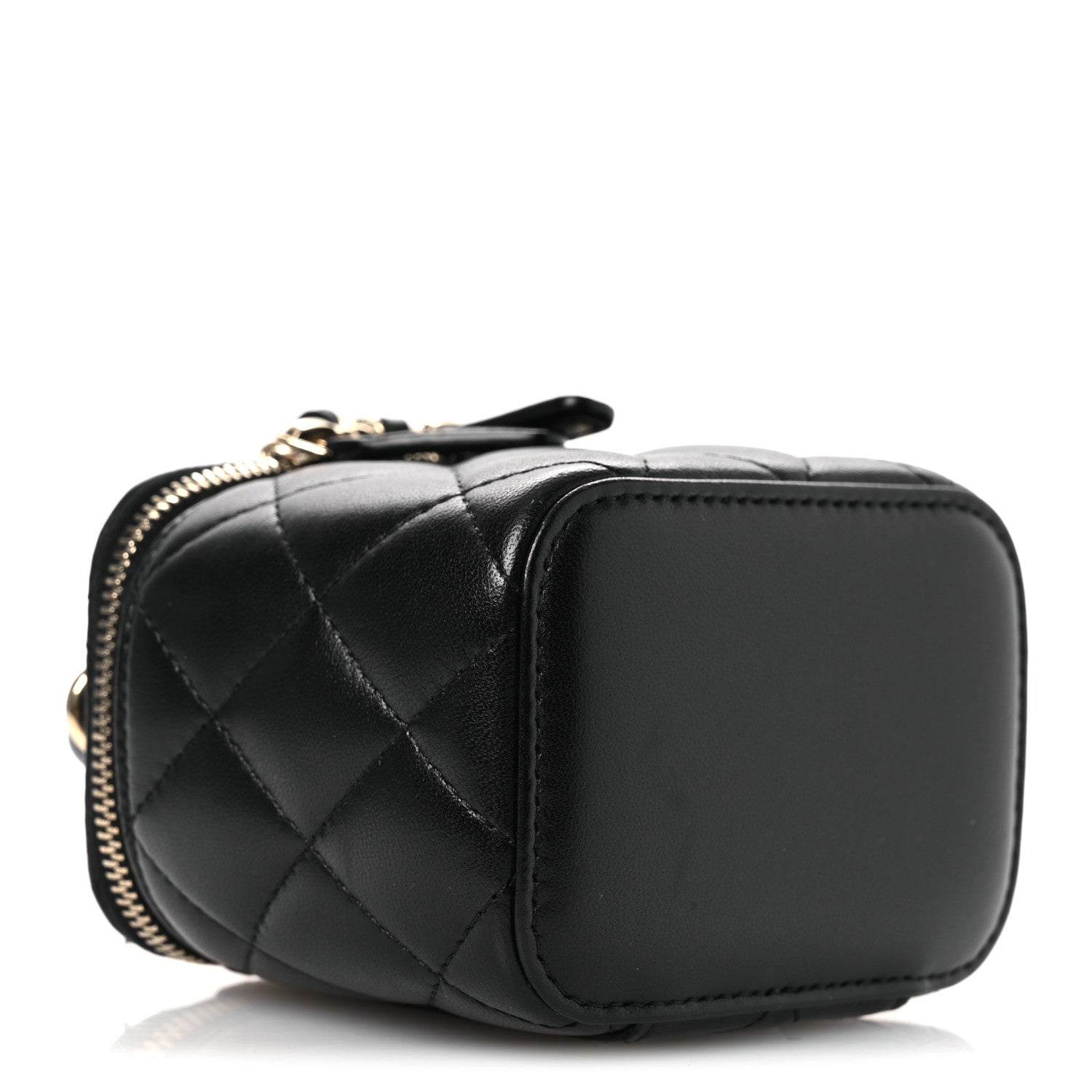Chanel Lambskin Quilted Top Handle Mini Vanity Case With Chain Black 4 of 13