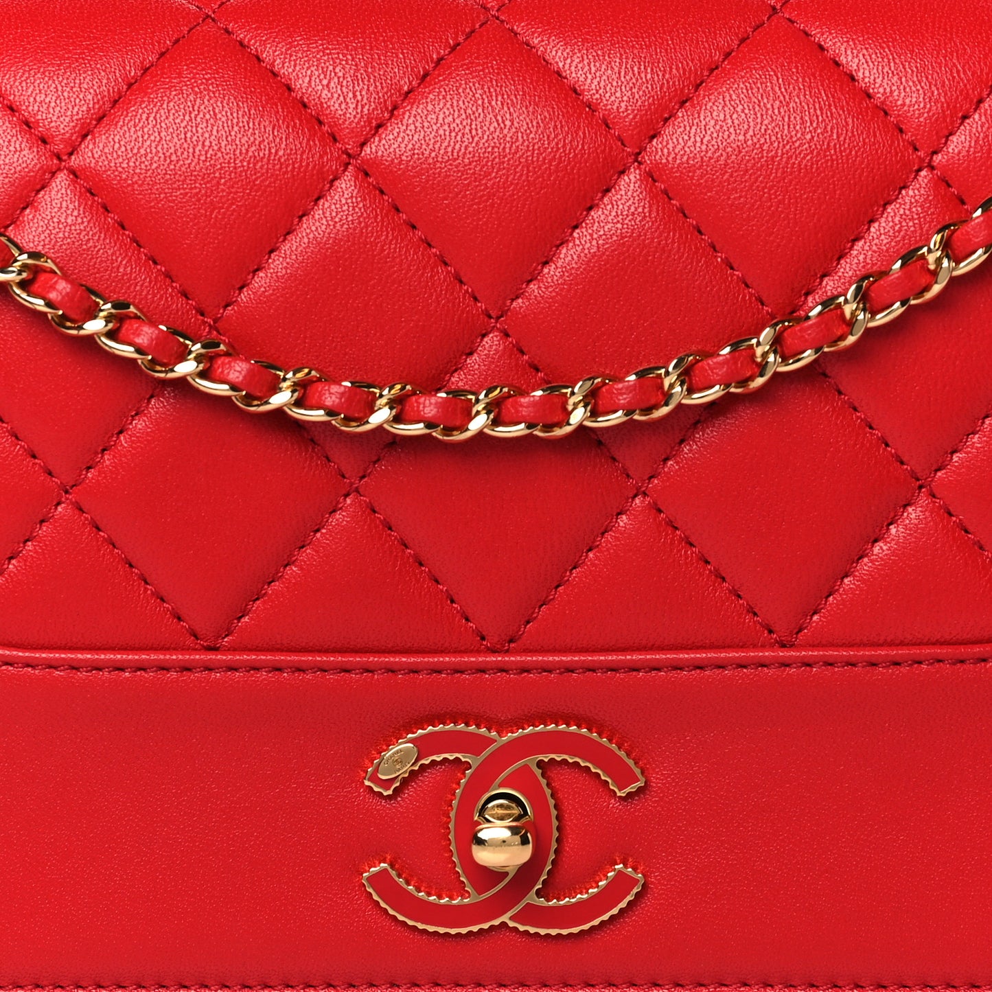 Sheepskin Quilted Medium Vintage Mademoiselle Flap Red