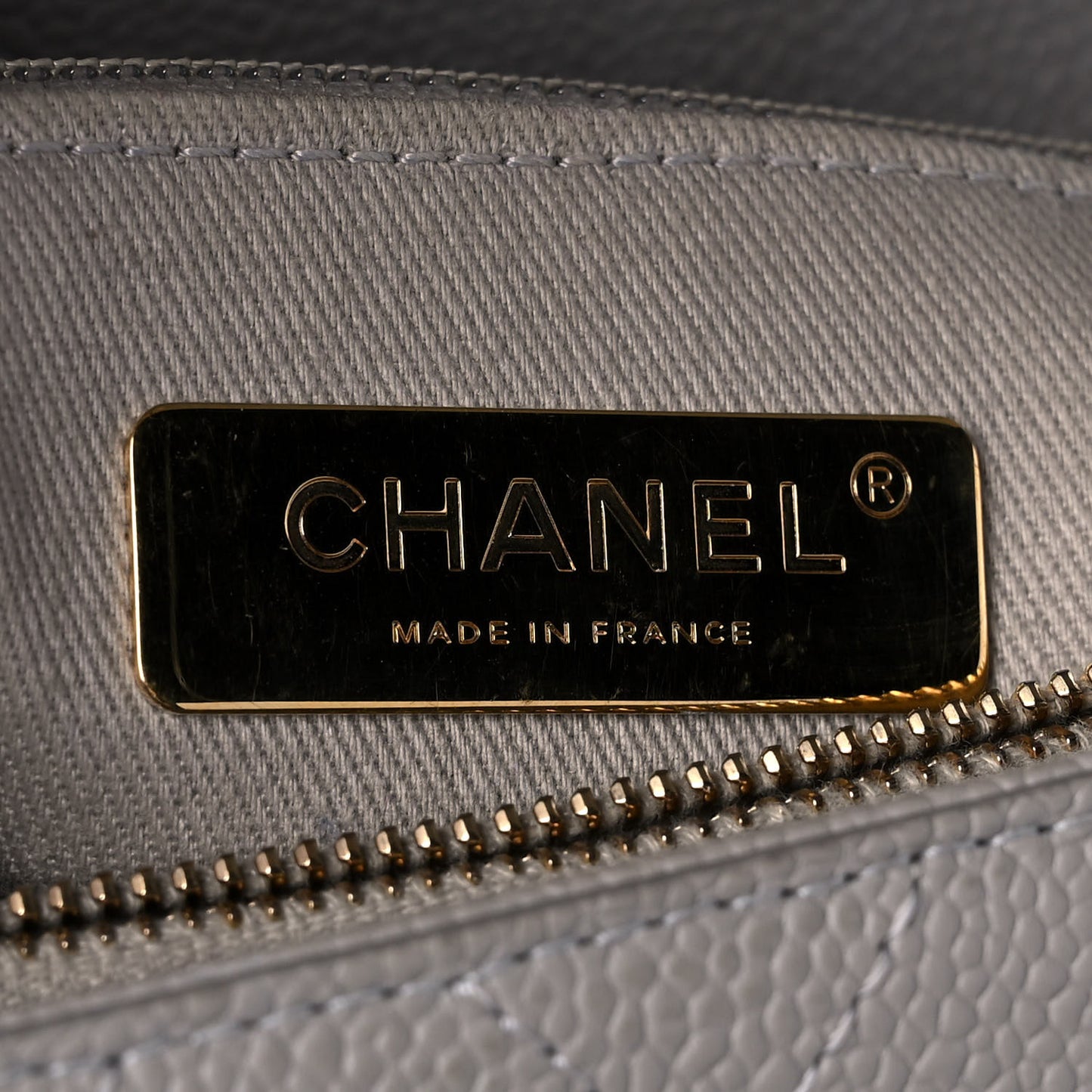 Grained Calfskin Stitched Flap Grey