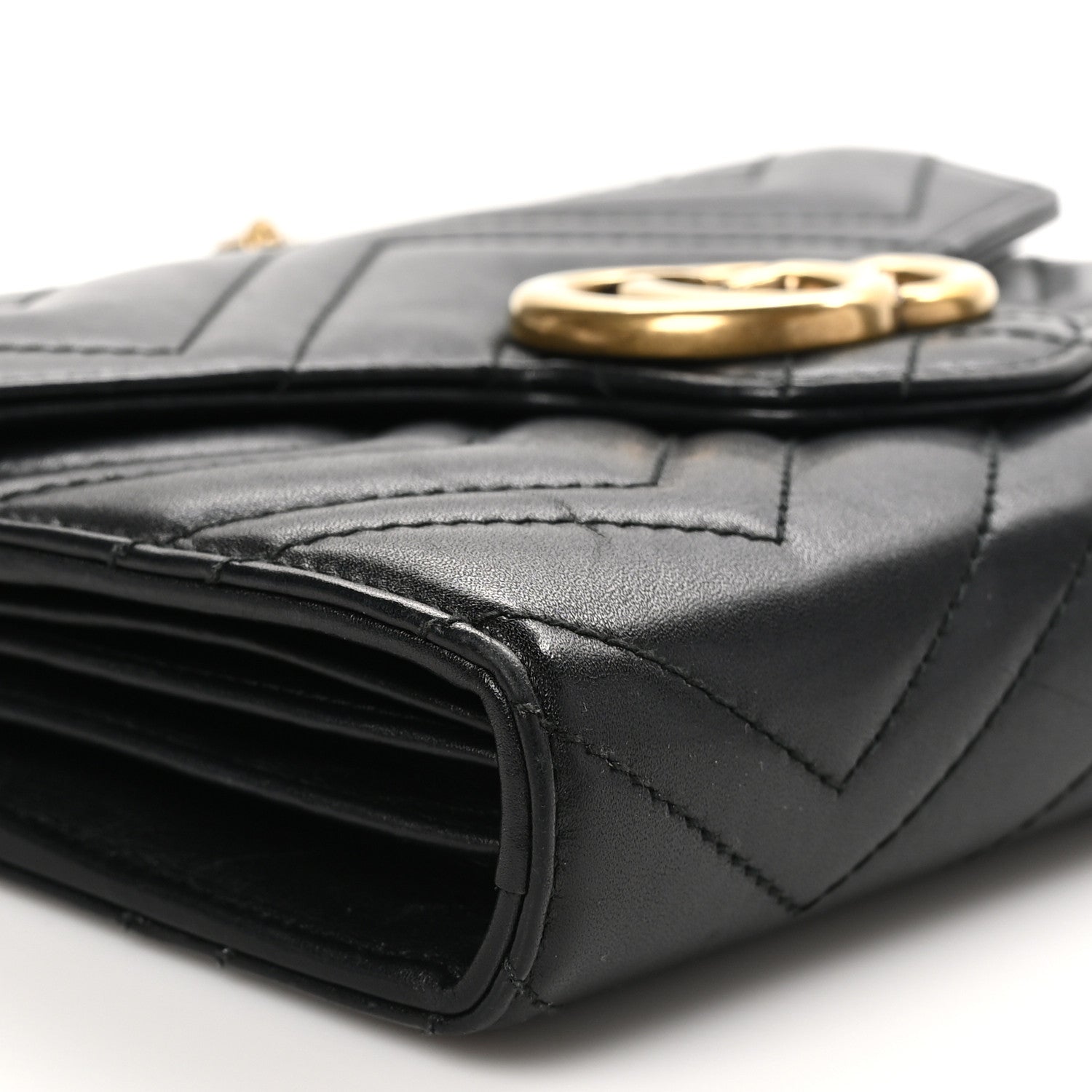 Gucci Calfskin Matelasse GG Marmont Chain Wallet Black 10 of 11