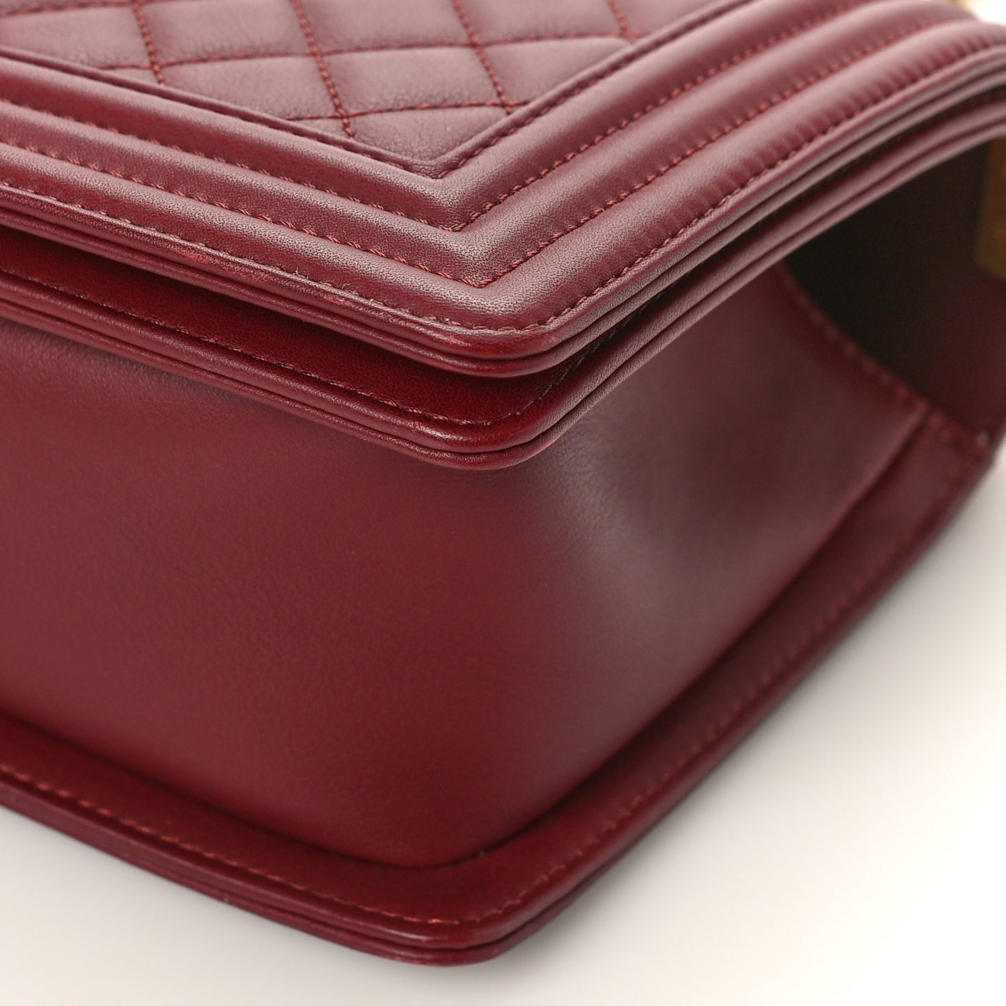 Lambskin Quilted Medium Boy Flap Dark Red