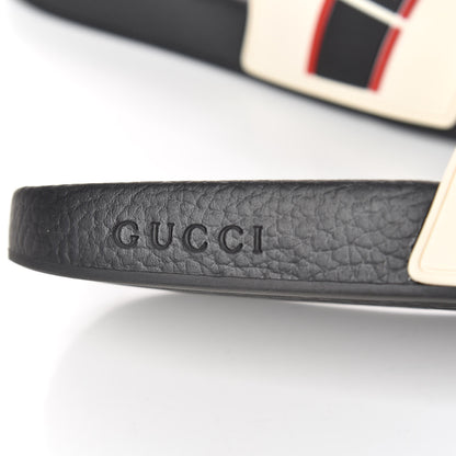 Gucci Rubber Stripe Womens Pool Slide Sandals 41 Ecru Poppy Black 10 of 12