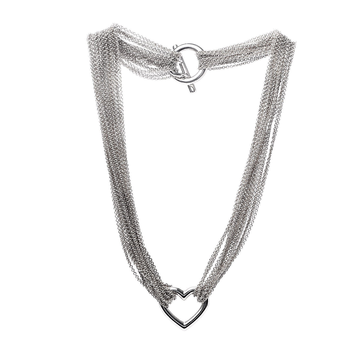 Tiffany Sterling Silver Heart Multi Chain Toggle Necklace 3 of 5