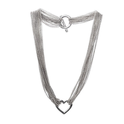 Tiffany Sterling Silver Heart Multi Chain Toggle Necklace 3 of 5