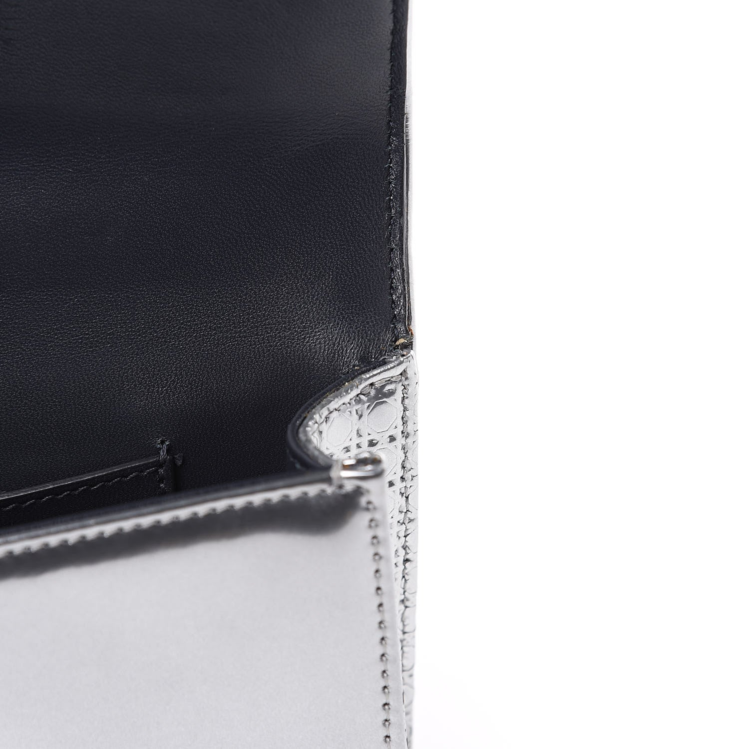 Christian Dior Metallic Patent Micro-Cannage Mini Diorama Flap Bag Silver 9 of 11
