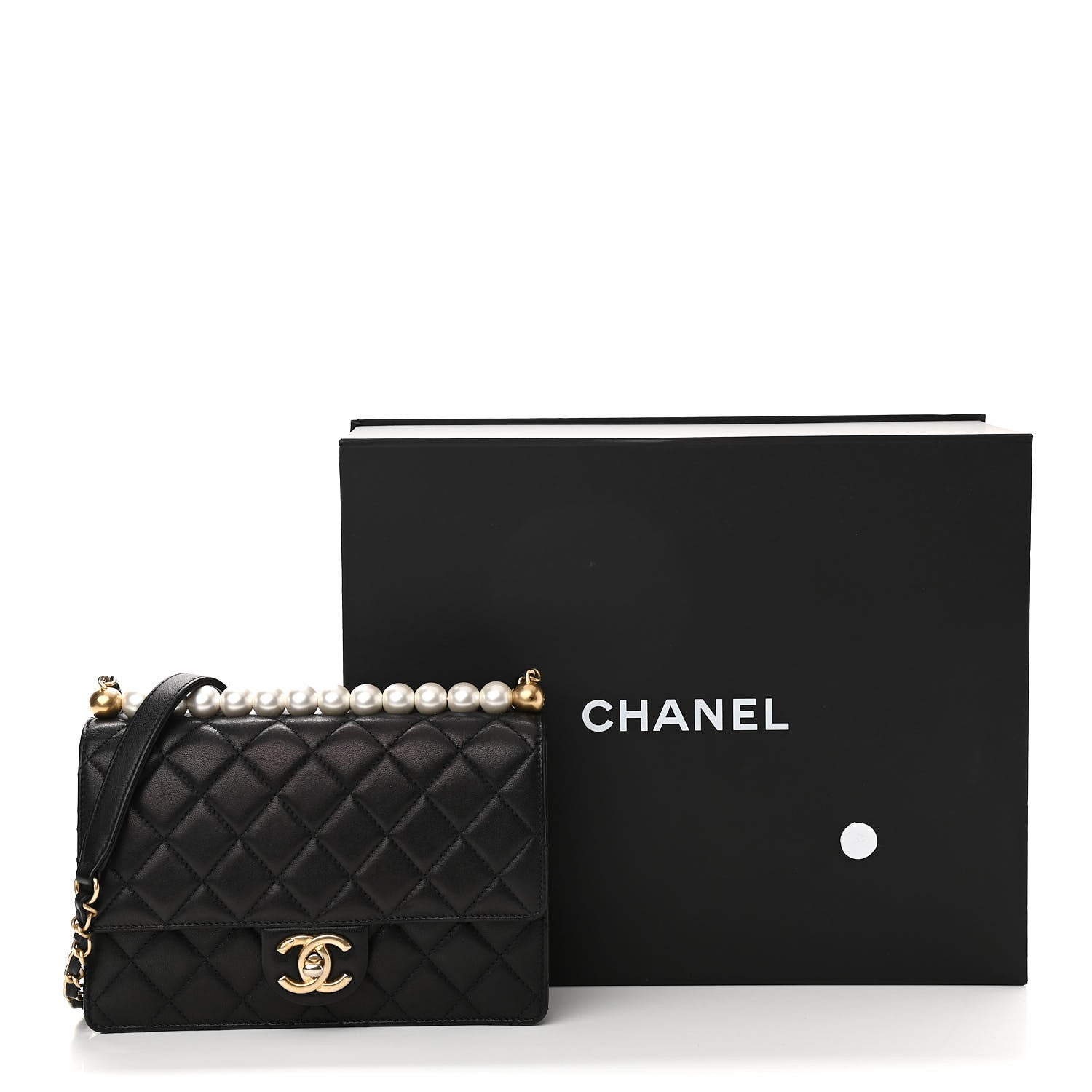 Chanel Lambskin Quilted Small Chic Pearls Flap Black 11 of 11