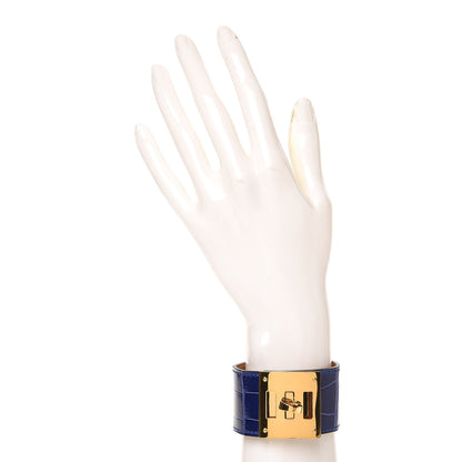 Hermes Shiny Alligator Kelly Dog Cuff Bleu Electrique 2 of 5