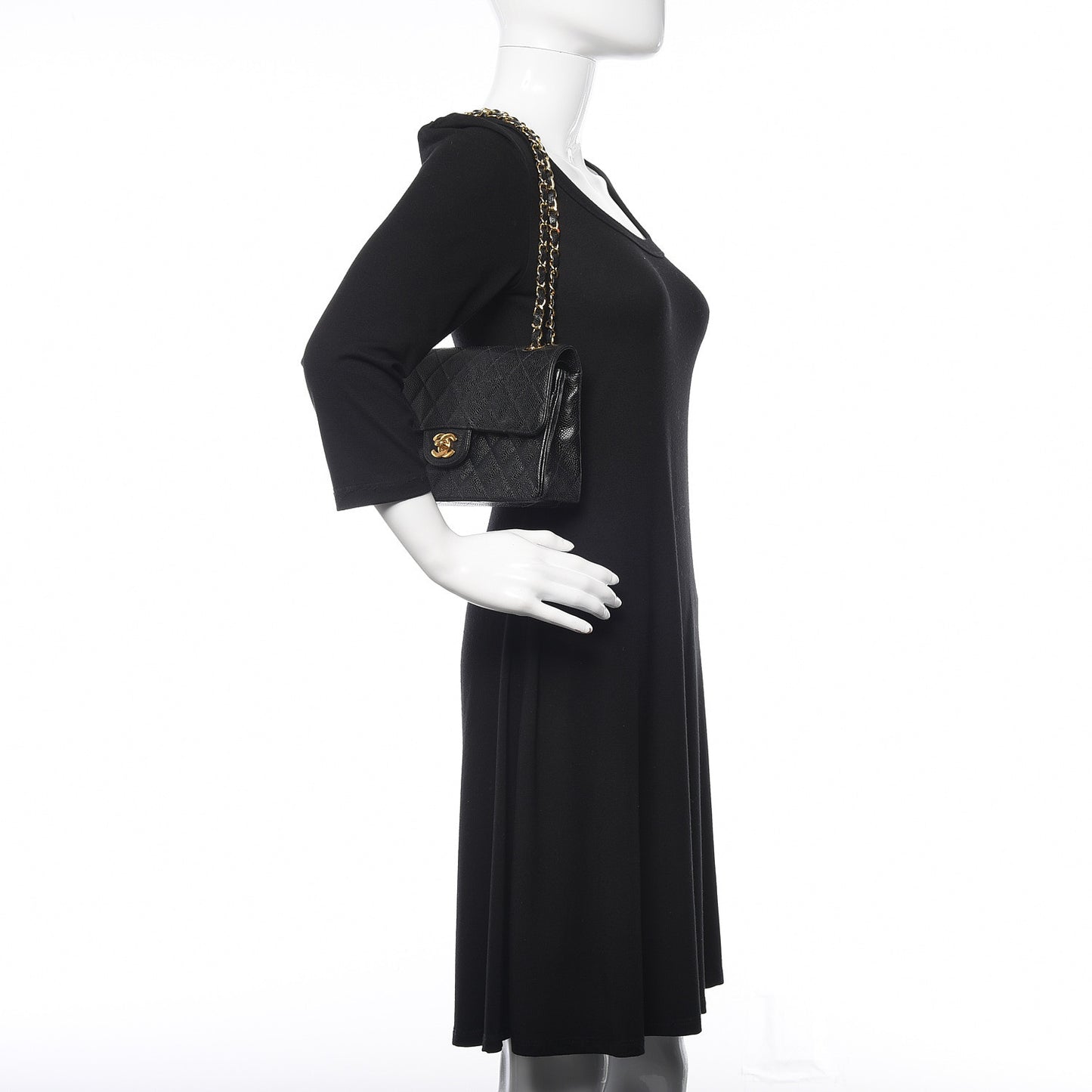 Caviar Quilted Small Double Flap Black