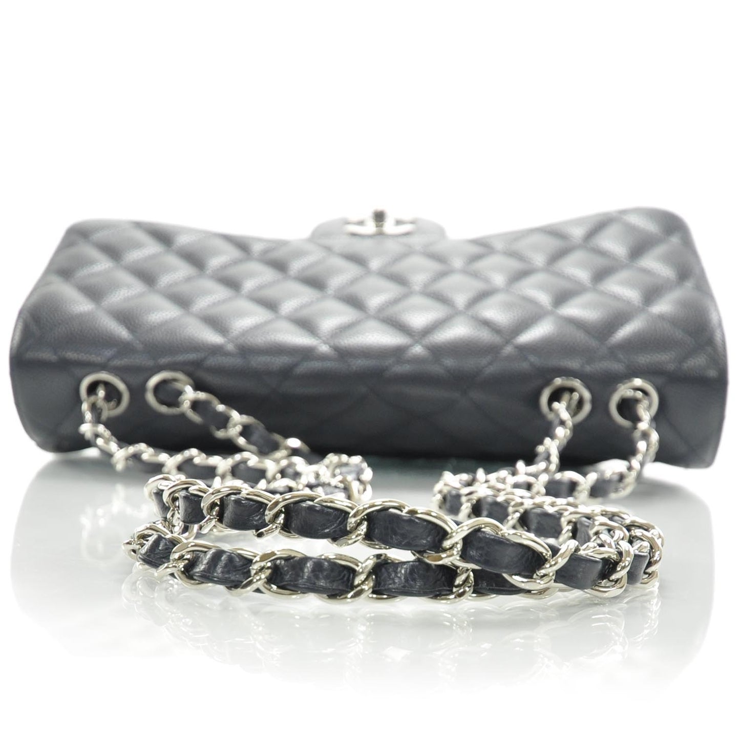 Caviar Jumbo Single Flap Navy Blue