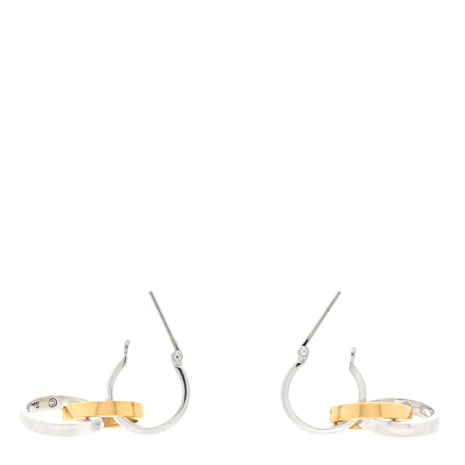 Tiffany Sterling Silver 18K Yellow Gold Paloma Picasso Triple Hoop Drop Earrings 3 of 4