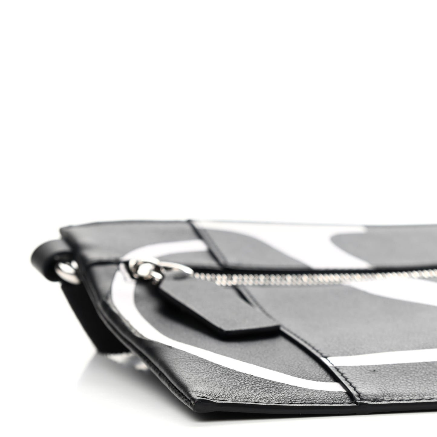 Calfskin Logo Belt Bag Black White