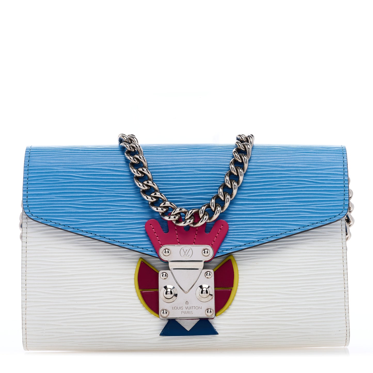 Epi Tribal Mask Chain Wallet Blue White