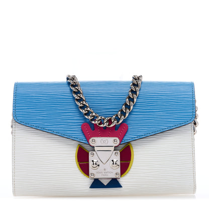 Louis Vuitton Epi Tribal Mask Chain Wallet Blue White 1 of 8