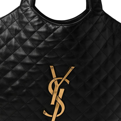 Saint Laurent Lambskin Quilted Maxi Icare Shopping Tote Black 9 of 11