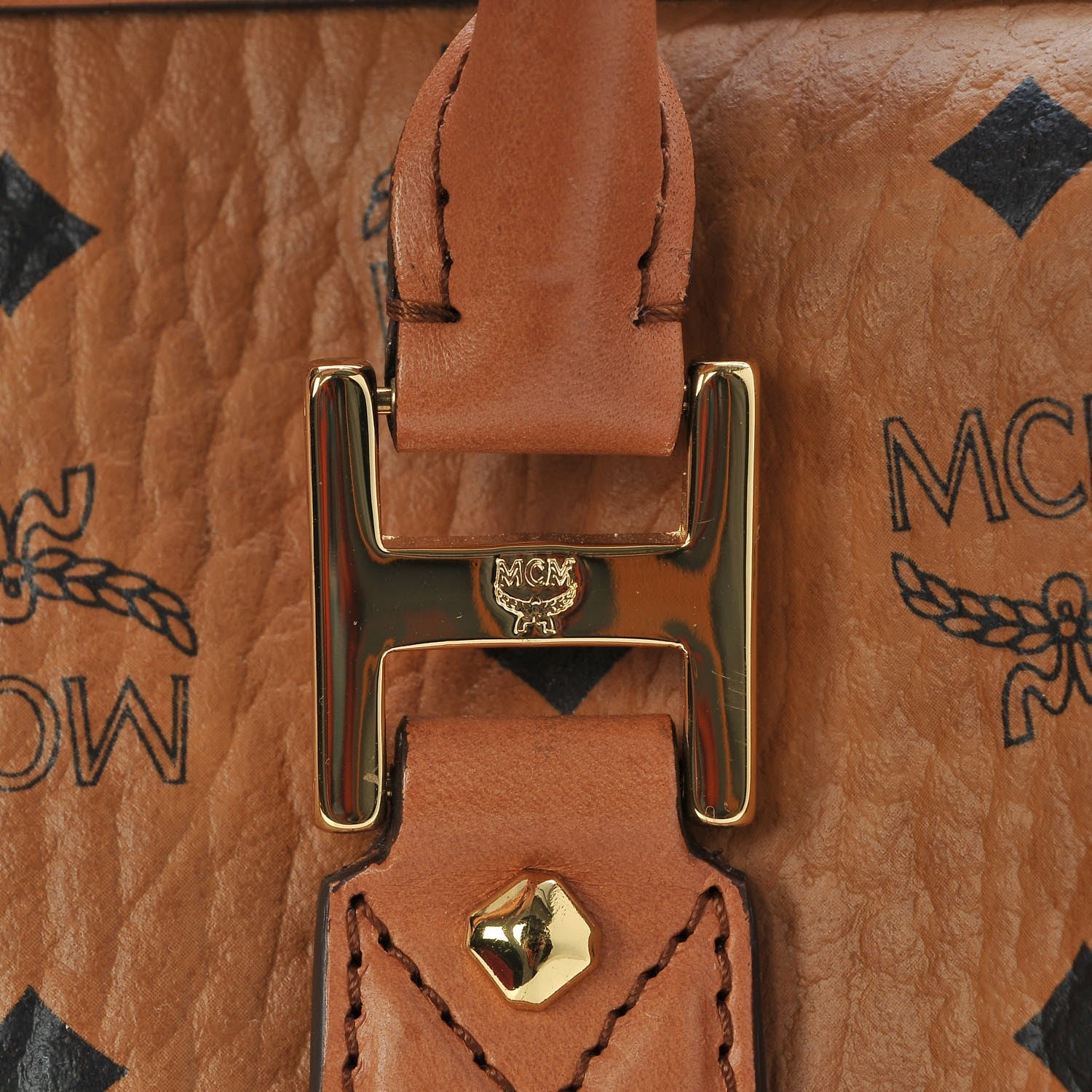 MCM Visetos Essential Boston Bag Cognac 6 of 17