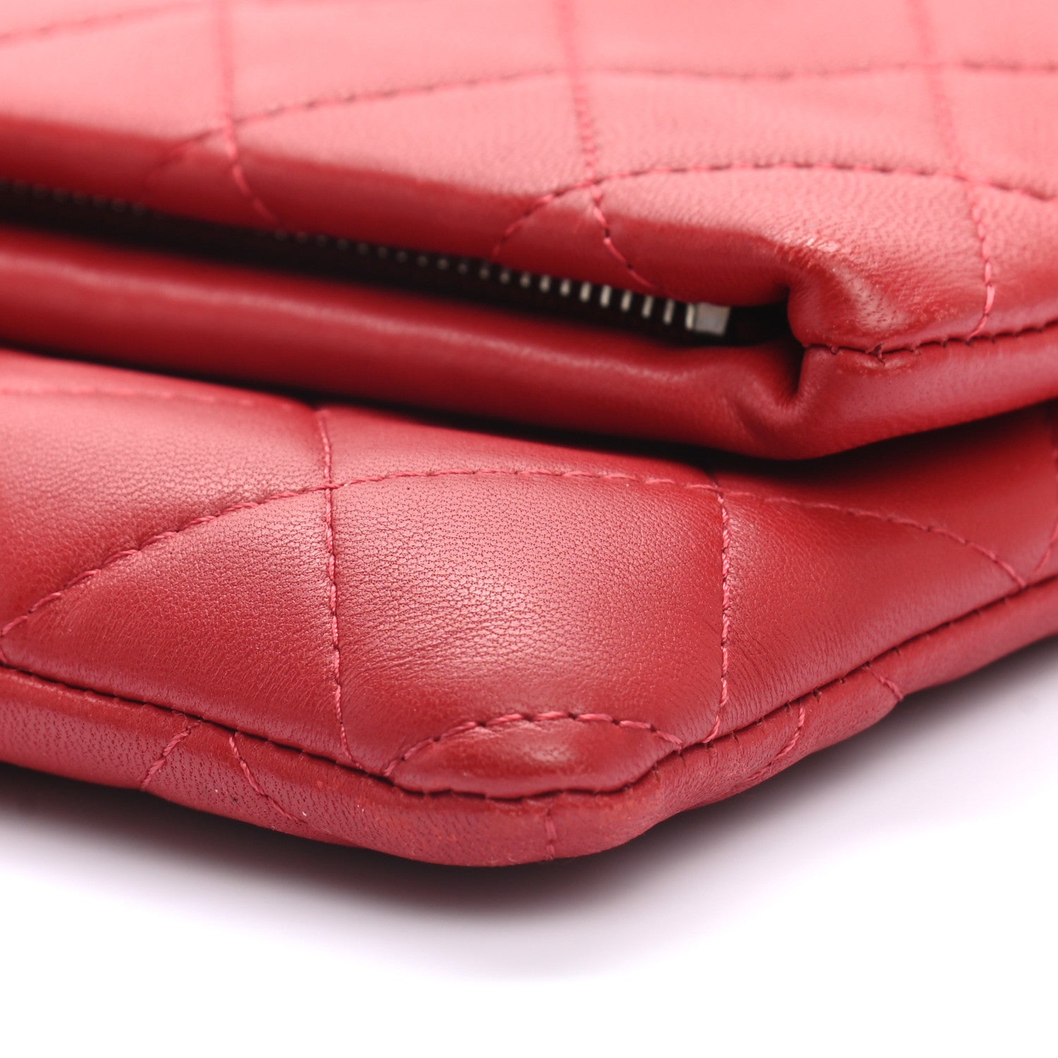 Chanel Lambskin Quilted CC Beauty Clutch Red 10 of 10