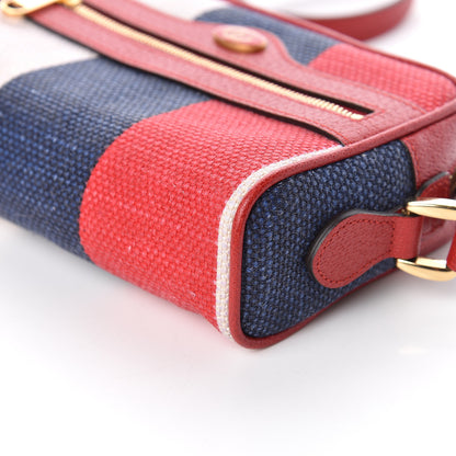 Gucci Canvas Sylvie Stripe Mini Ophidia Camera Bag Mystic White Hibiscus Red Maritime 6 of 10