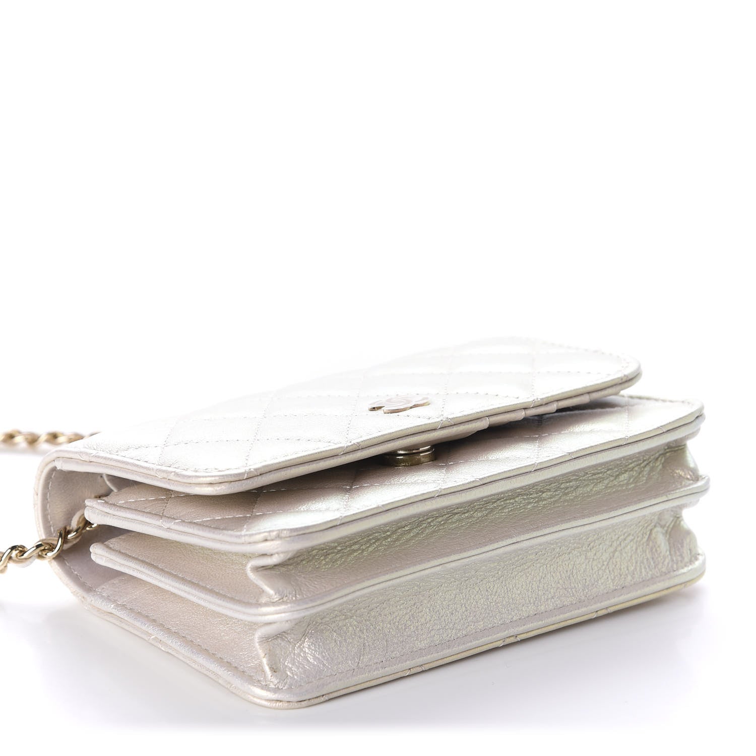 Chanel Iridescent Lambskin Quilted Mini Wallet On Chain WOC Ivory 4 of 11
