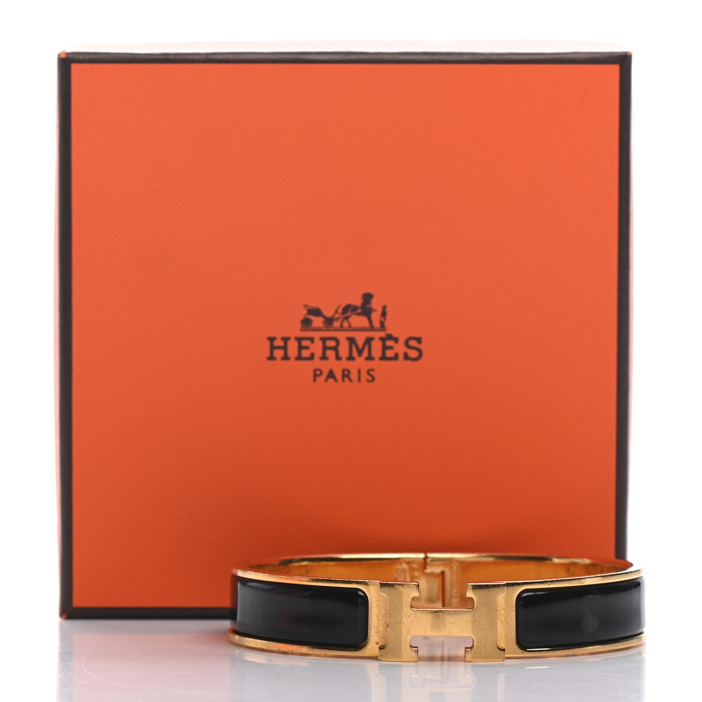 Enamel Narrow Clic Clac H Bracelet GM Black