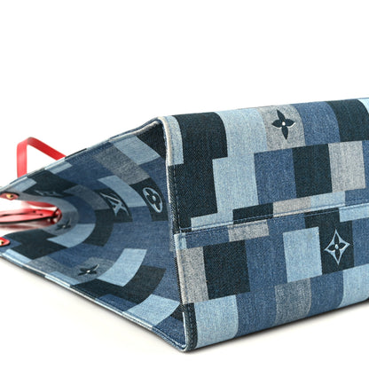 Louis Vuitton Denim Damier Monogram Onthego Blue Rouge 10 of 11