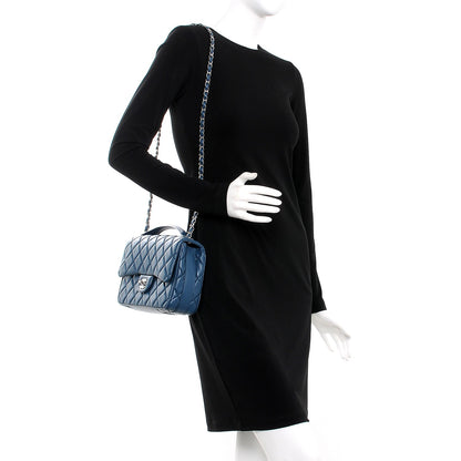 Chanel Lambskin Quilted Medium Easy Carry Flap Blue 2 of 8