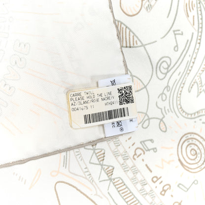 Hermes Silk Please Hold The Line Scarf 90 White Rose Nacre Vert de Gris 2 of 4