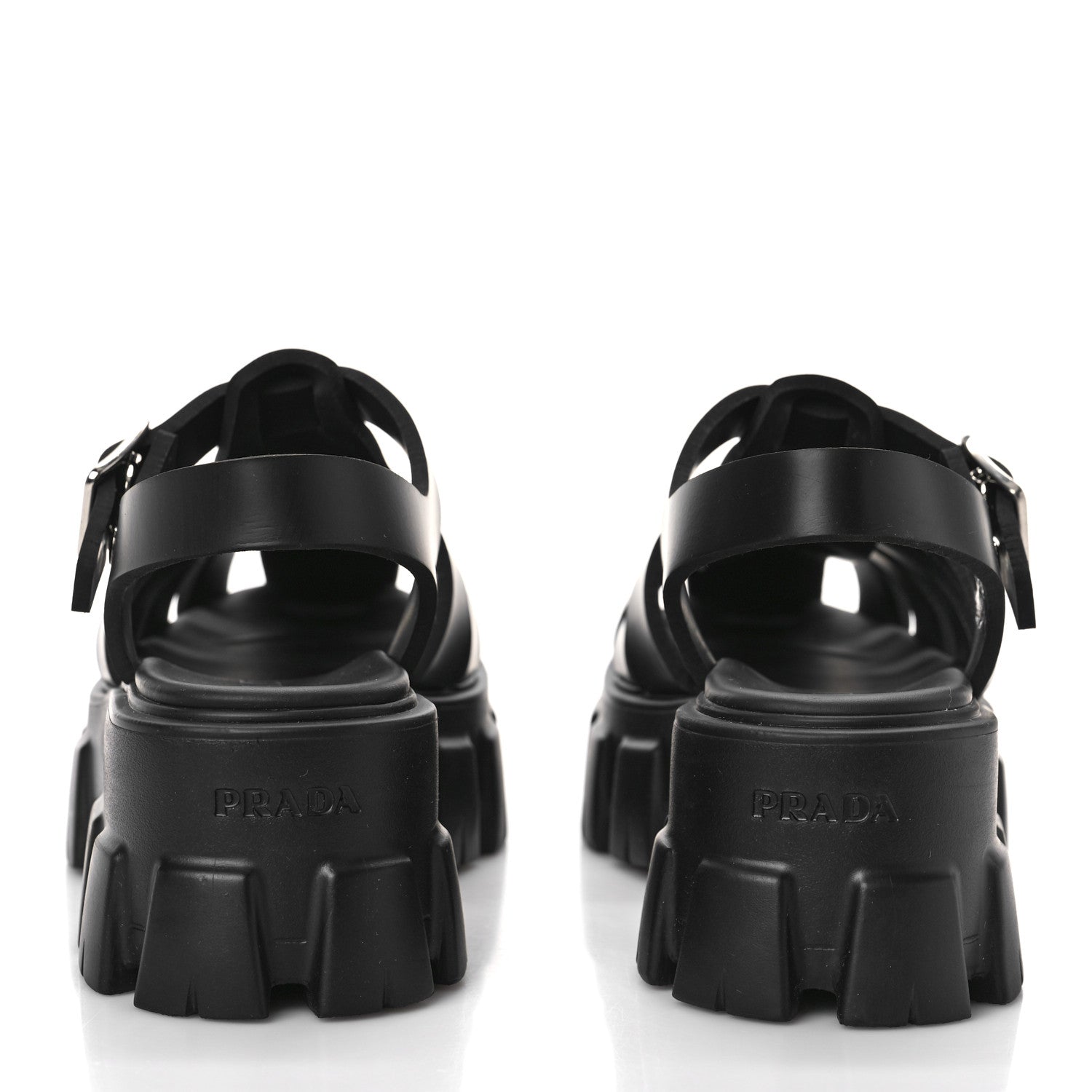 Prada Foam Rubber Triangle Logo Monolith 55mm Cage Sandals 36 Black 5 of 10