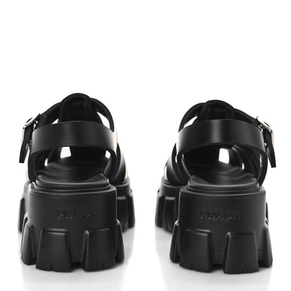 Prada Foam Rubber Triangle Logo Monolith 55mm Cage Sandals 36 Black 5 of 10