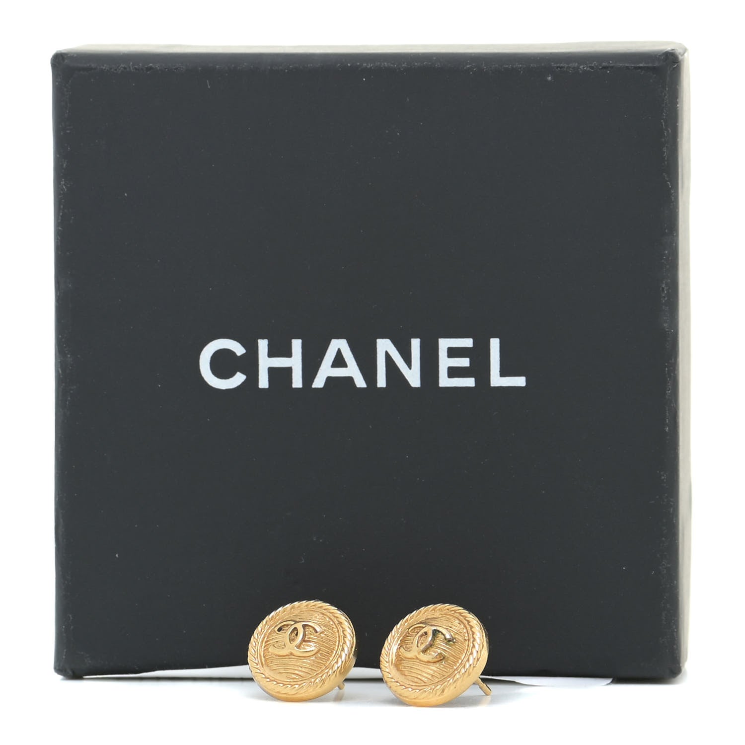 Chanel CC Button Earrings Gold 5 of 5