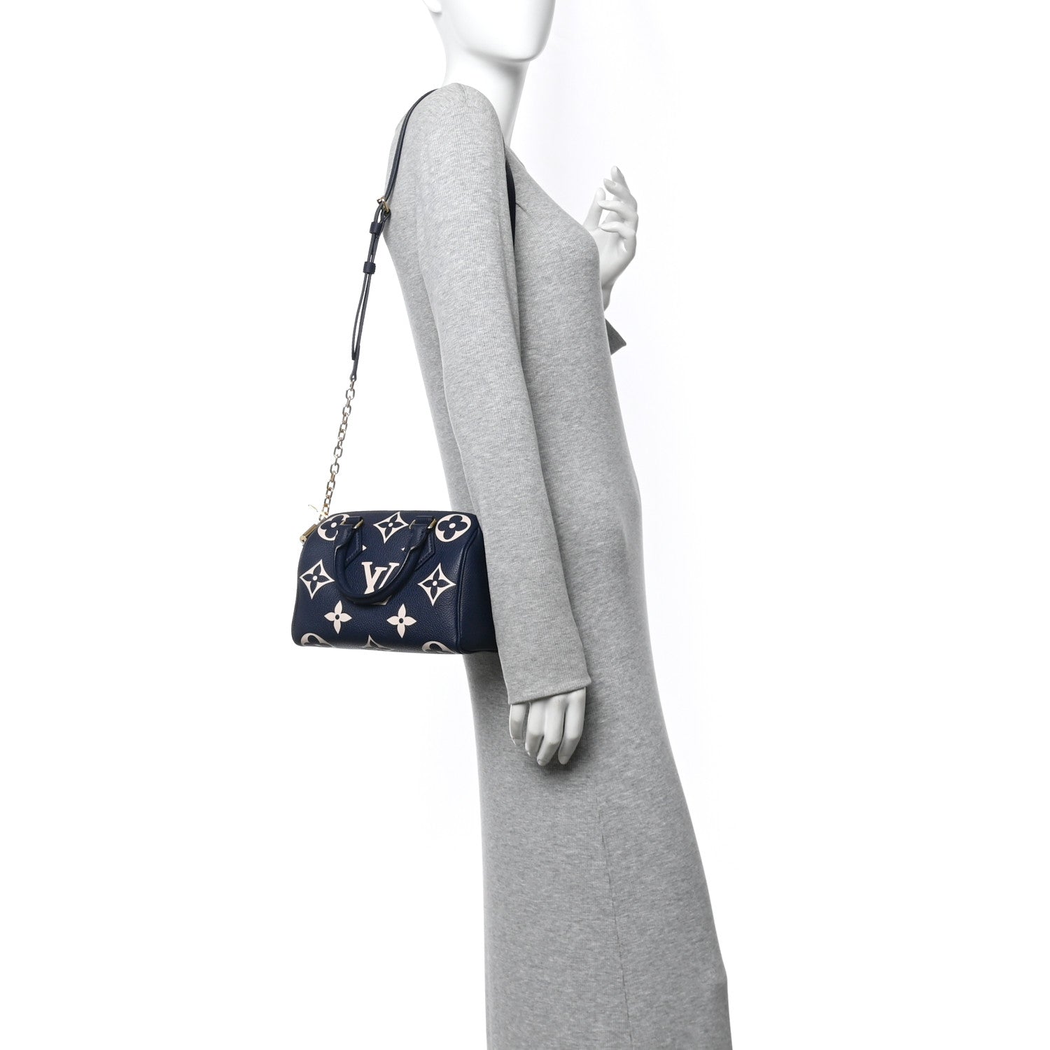 Louis Vuitton Empreinte Monogram Giant Speedy Bandouliere 20 Navy Creme 2 of 9
