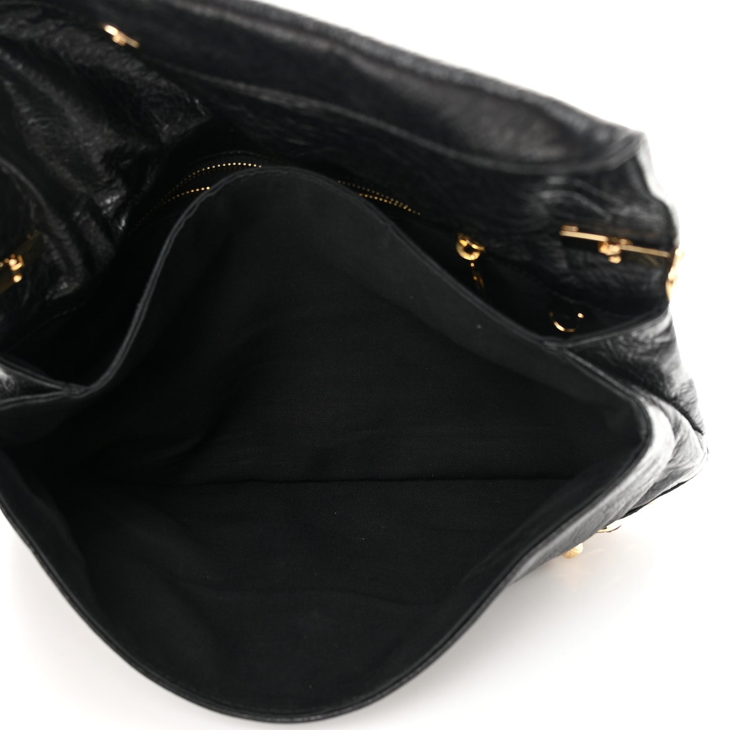 Agneau Giant 12 Gold Hardware Envelope Strap Clutch Black