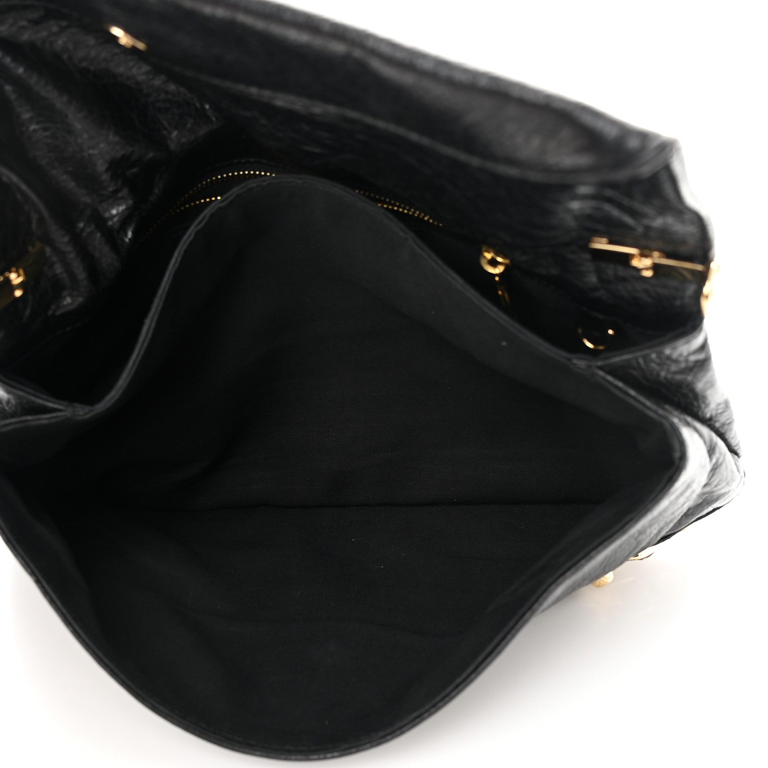 Balenciaga Agneau Giant 12 Gold Hardware Envelope Strap Clutch Black 6 of 13